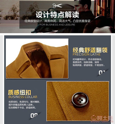 【冬秋裝男士妮子大衣潮流男裝風衣男經典高檔外套上衣廠家直銷Z991】石獅市沃格斯服裝廠 - 產品庫